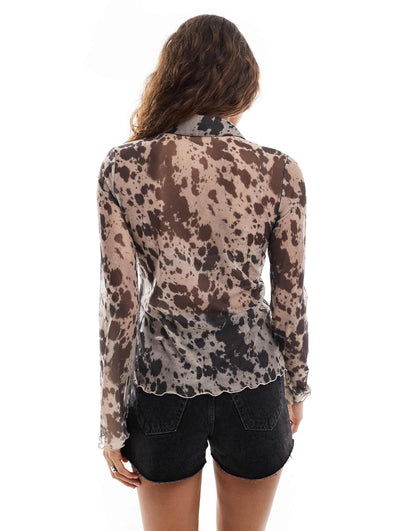 Long Sleeve Sheer Collar Shirt