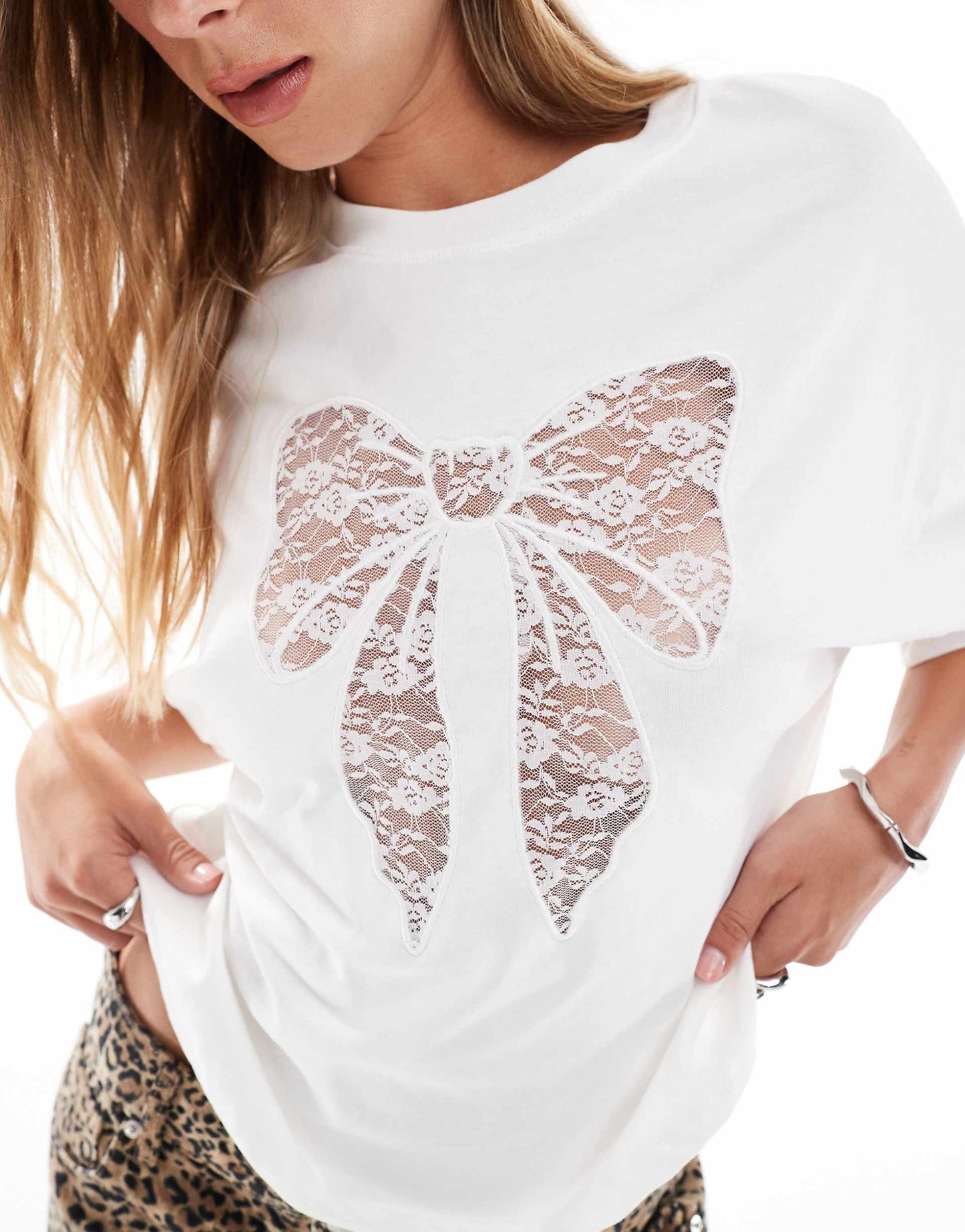 Lace Bow Oversized T-Shirt