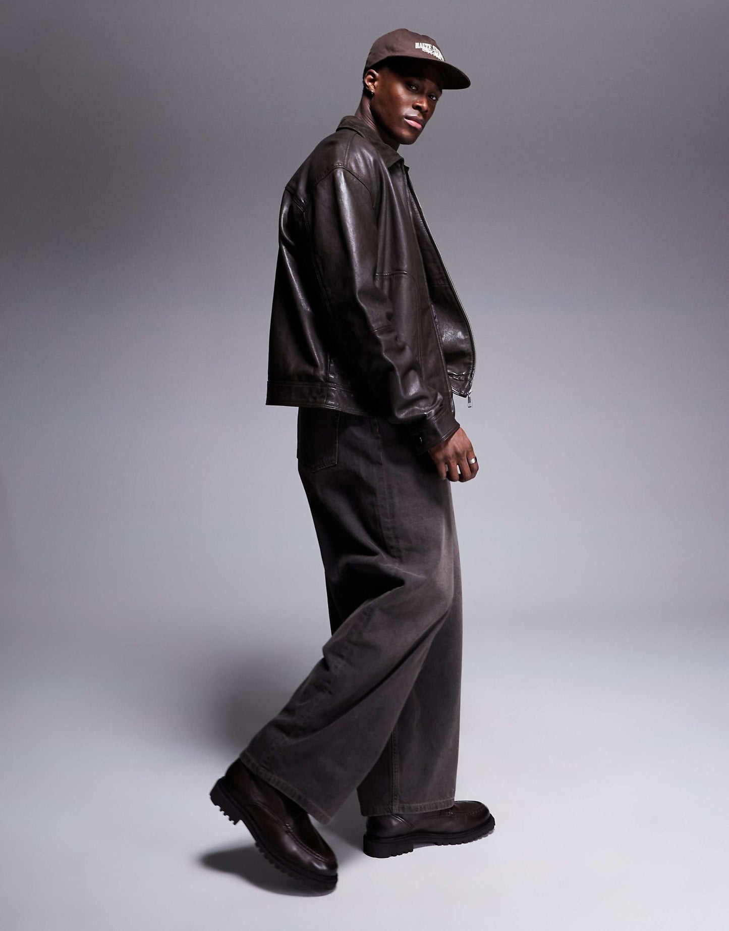 Premium Real Leather Harrington Jacket With Suede Collar