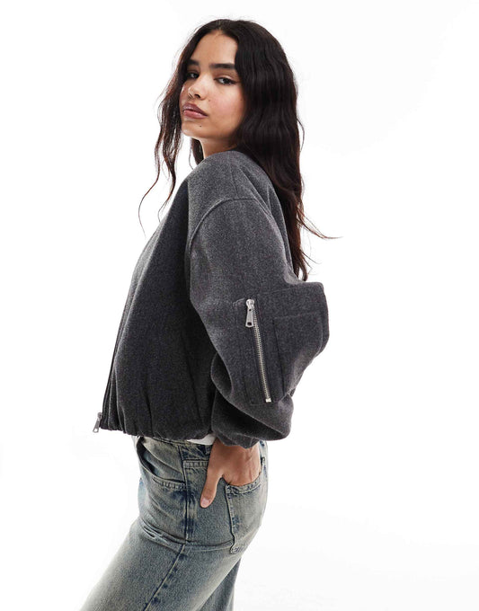 Clean Zip Through Bomber Jacket