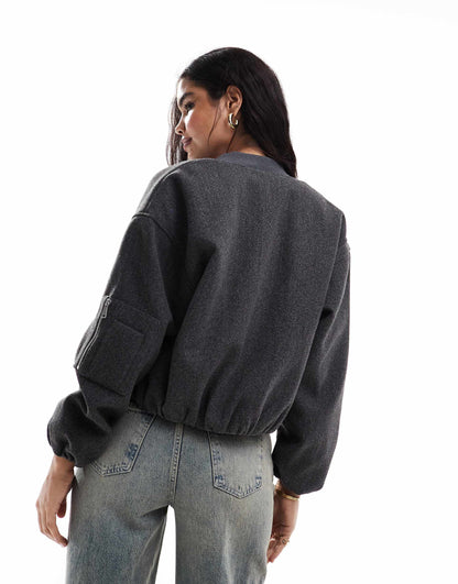 Clean Zip Through Bomber Jacket