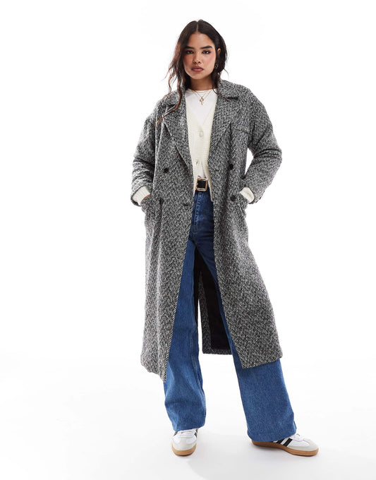 Tailored Oversized Herringbone Coat