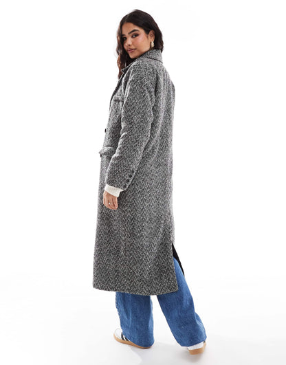 Tailored Oversized Herringbone Coat
