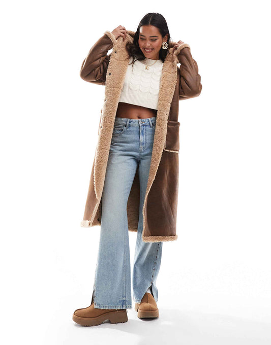 Oversized Faux Shearling Longline Coat