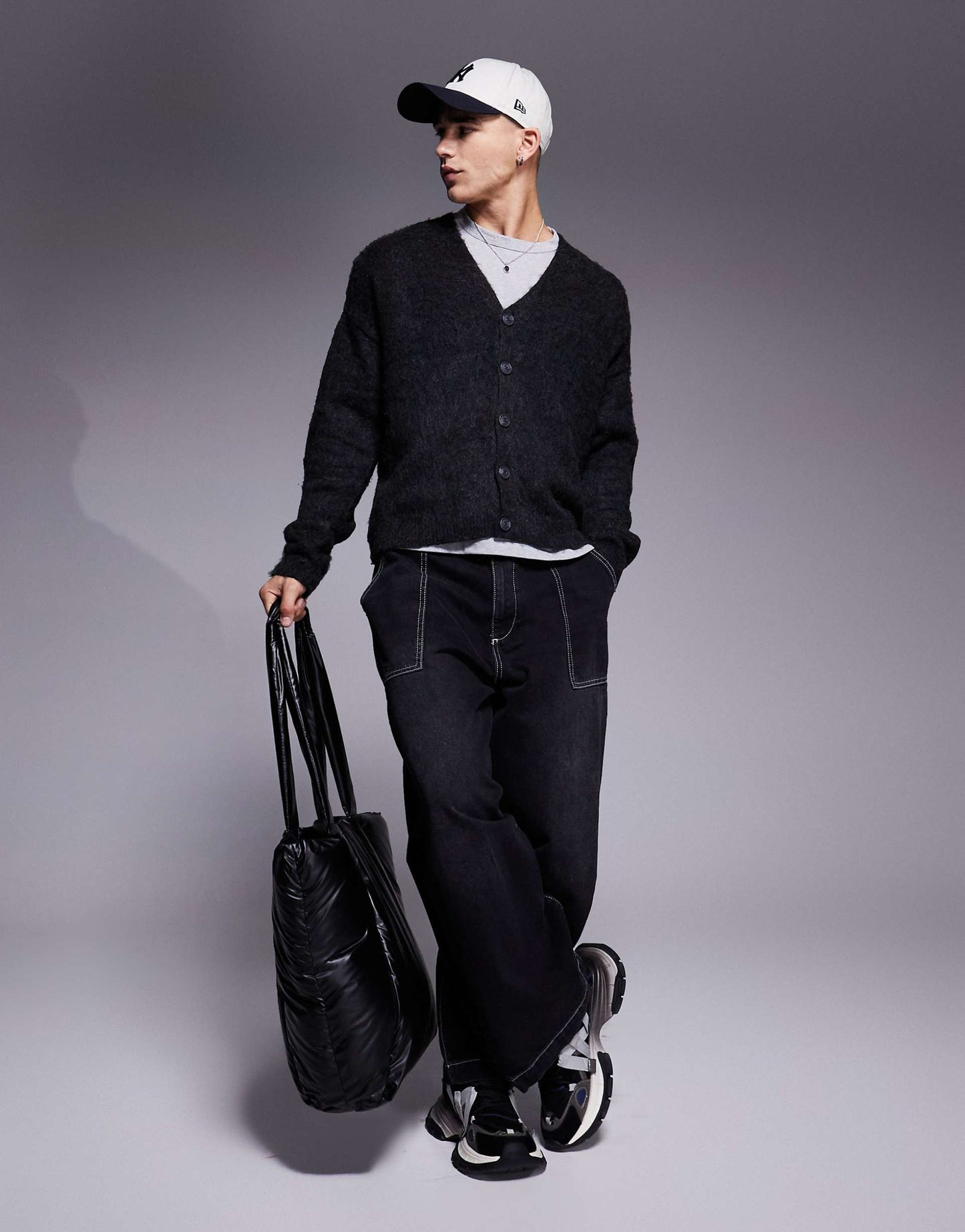 Relaxed Boxy Fluffy Knitted Cardigan