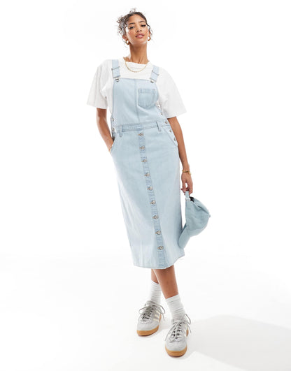 Denim Pinafore Midi Dress