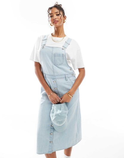 Denim Pinafore Midi Dress
