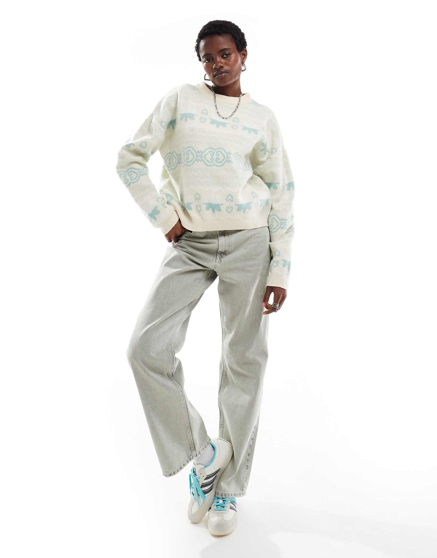 Intarsia Fairsile Knit Crew Neck Jumper