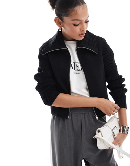 Collar Detail Wool Look Jacket