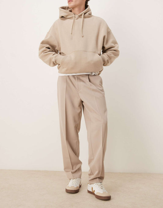 Smart Oversized Tapered Trousers With Front Pleat