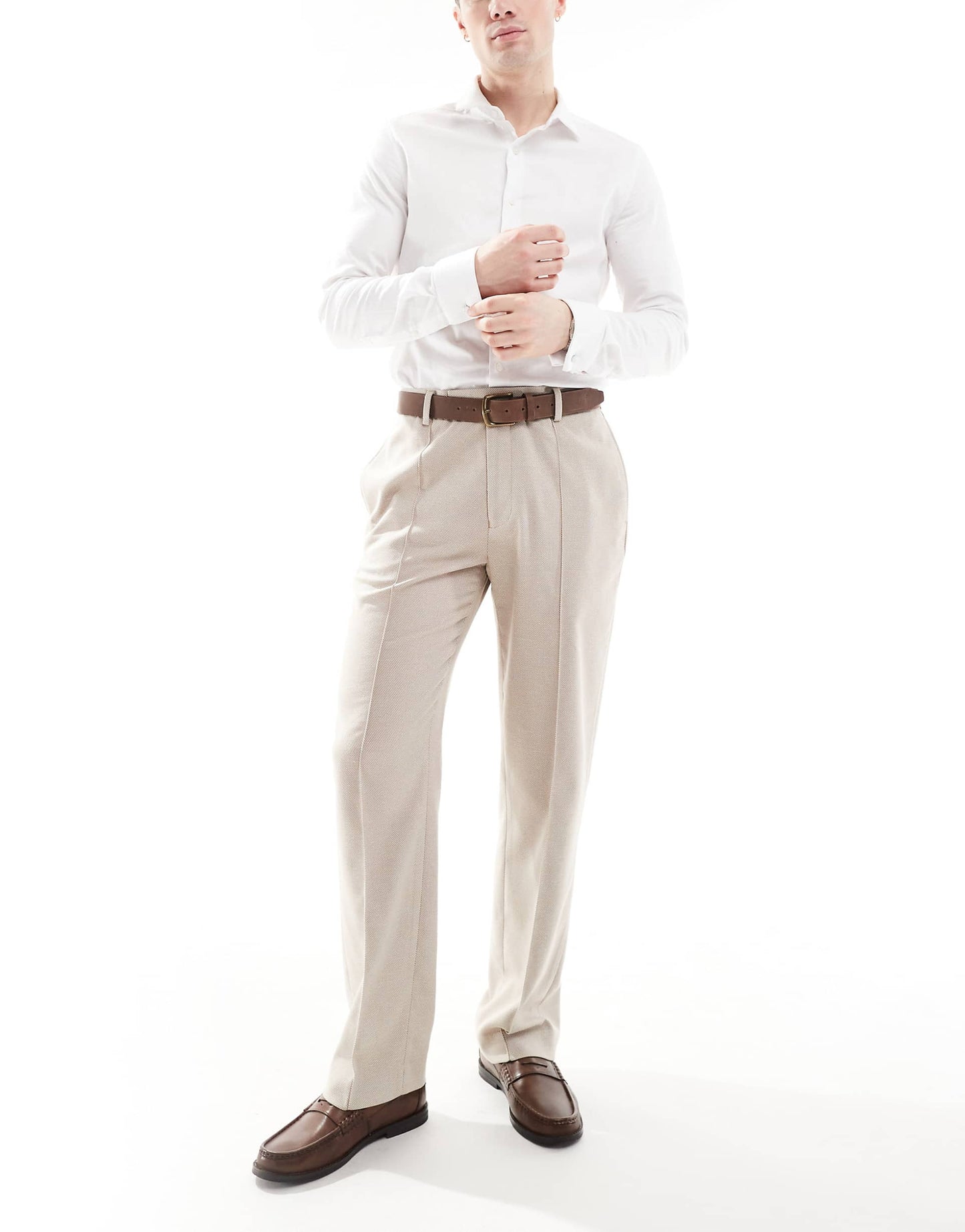 Smart Straight Leg Trousers With Pintucks
