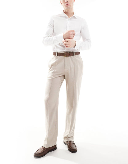 Smart Straight Leg Trousers With Pintucks