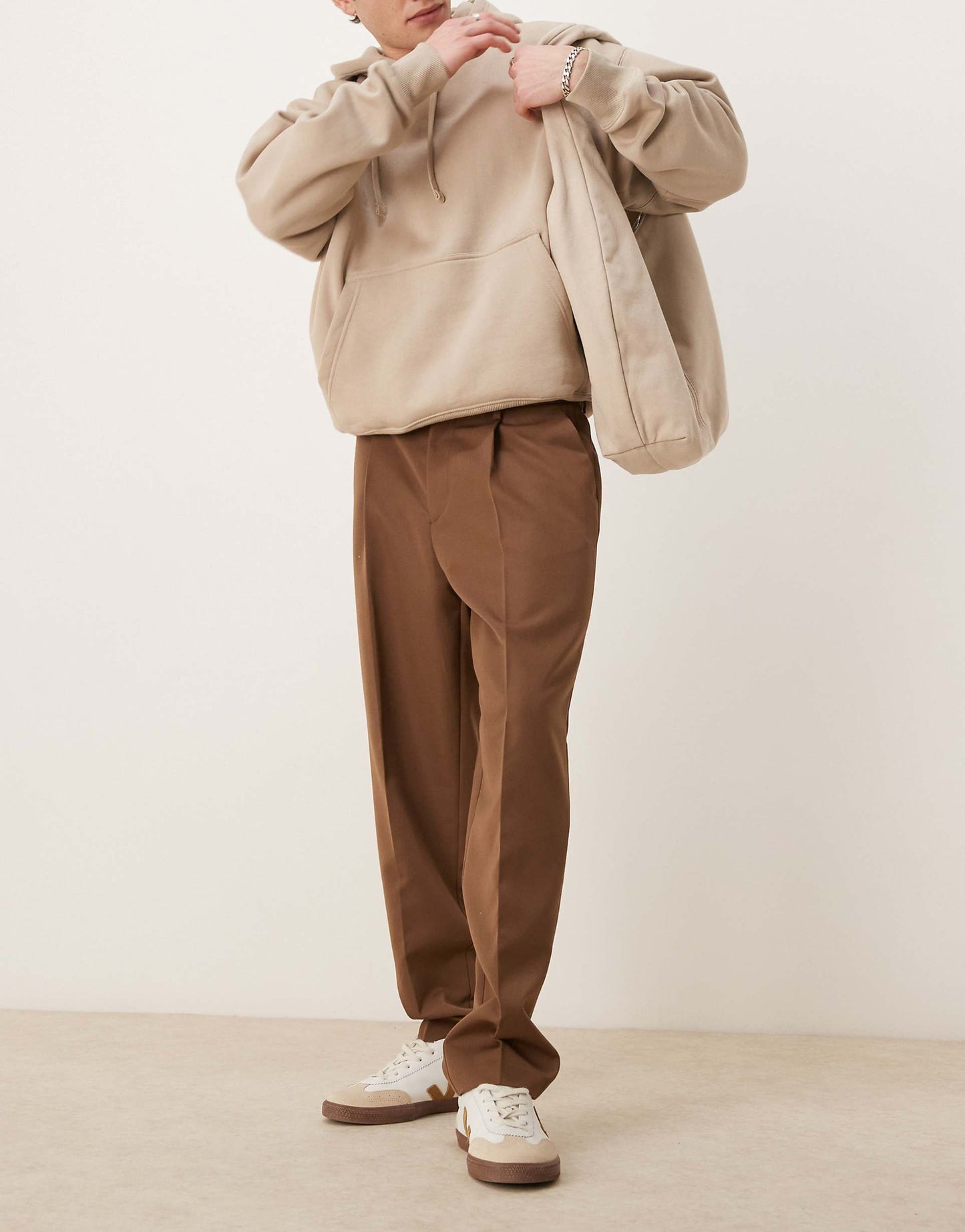 Smart Oversized Tapered Trousers With Front Pleat