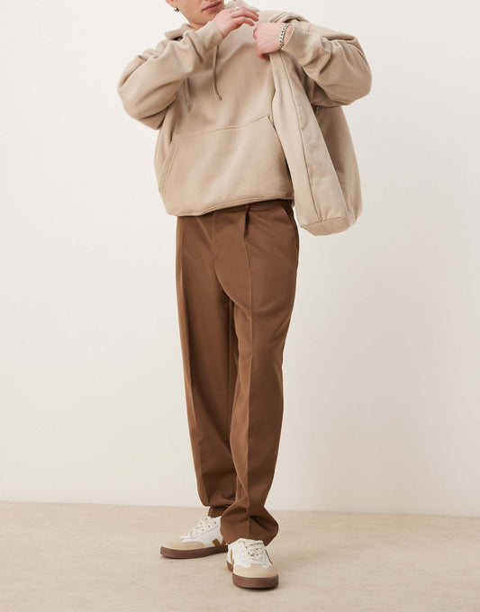 Smart Oversized Tapered Trousers With Front Pleat