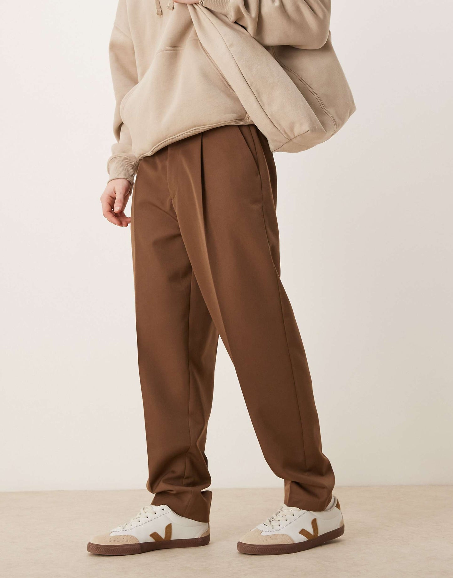 Smart Oversized Tapered Trousers With Front Pleat