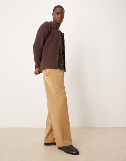 Smart Wide Leg Trousers With Carpenter Pocket