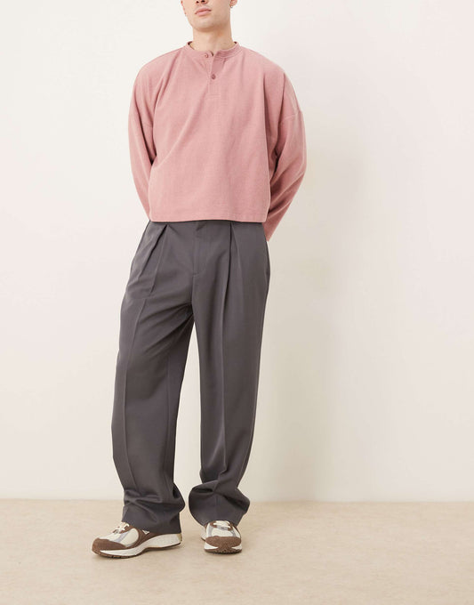 Smart Wide Leg Trousers With Front Inverted Pleats