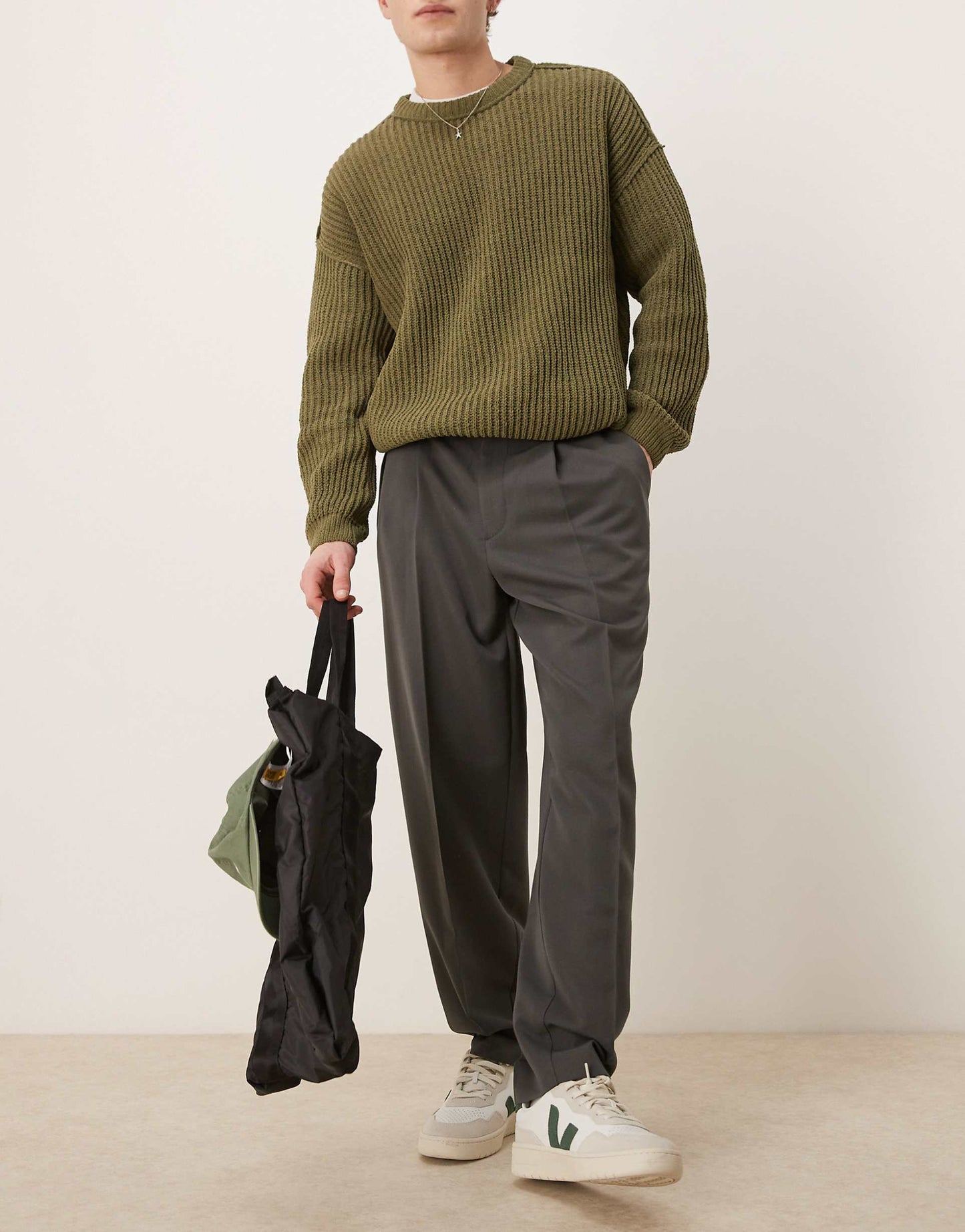 Smart Oversized Tapered Trousers With Front Pleat