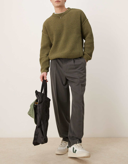 Smart Oversized Tapered Trousers With Front Pleat