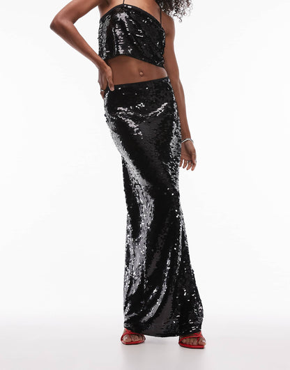 Co-Ord Disc Sequin Maxi Skirt