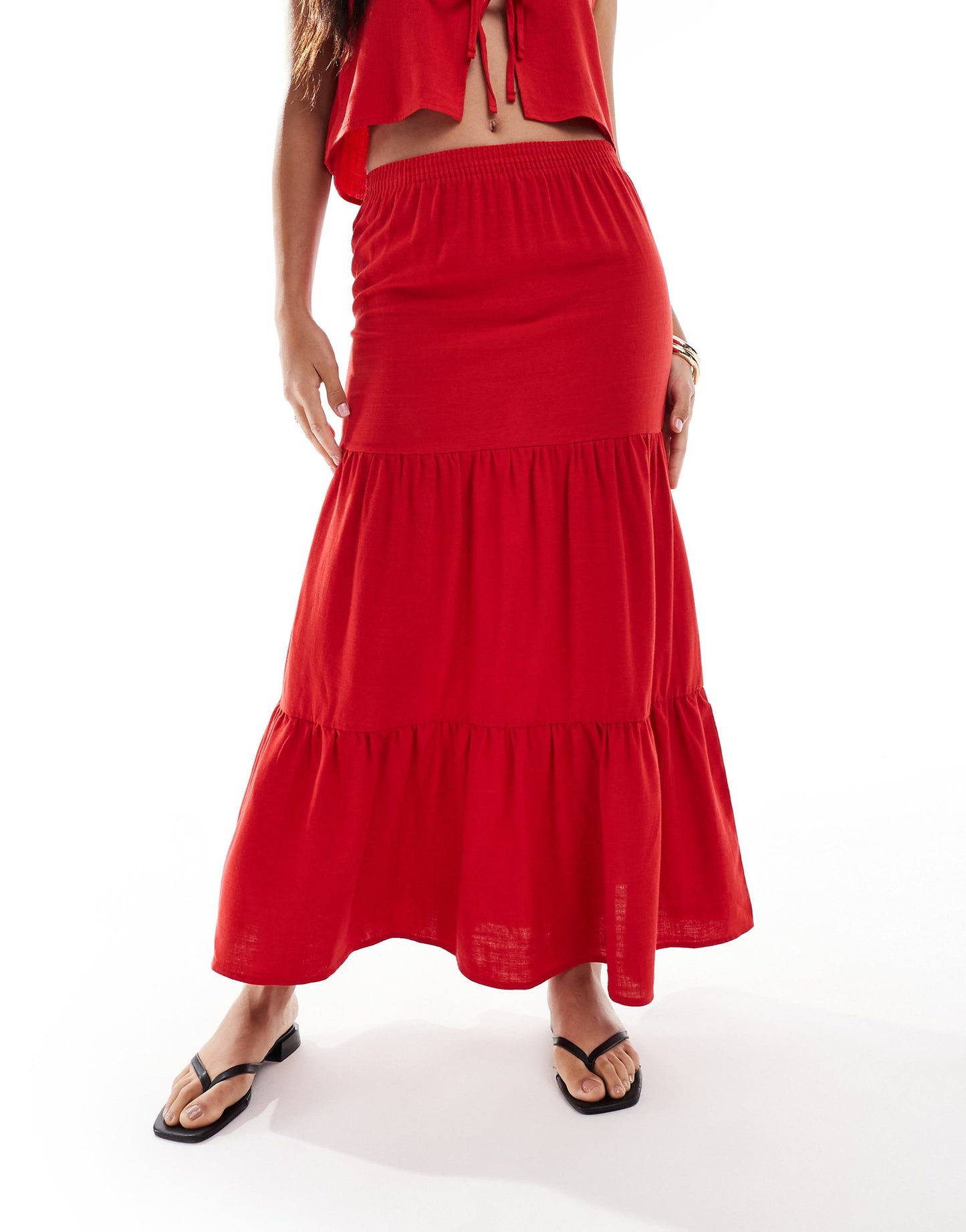 Linen Tiered Maxi Skirt