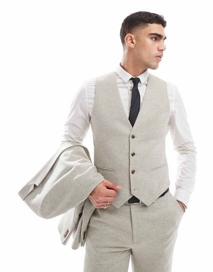 Slim Suit Waistcoat With Wool