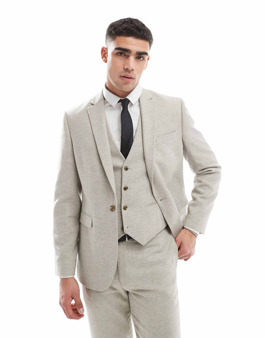 Slim Suit Jacket With Wool