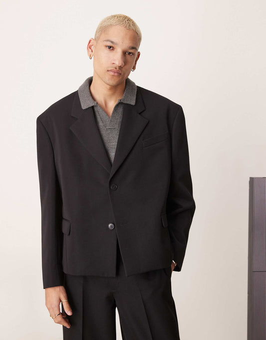Oversized Cropped Suit Jacket