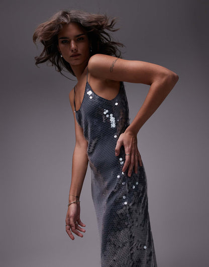 Sequin Maxi Slip Dress