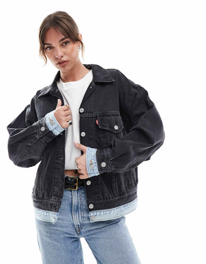 90'S Denim Layered Trucker Jacket