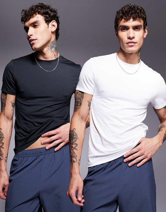 Icon Muscle Fit Training T-Shirt With Quick Dry 2 Pack
