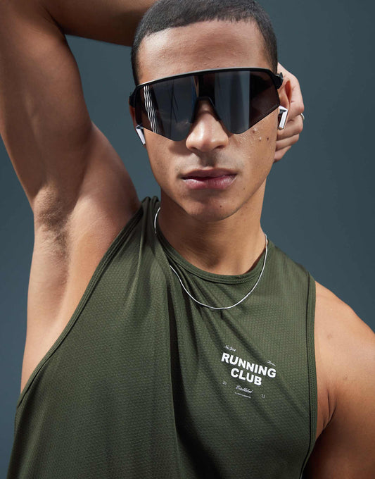 Chest Graphic Racer Back Mesh Running Tank