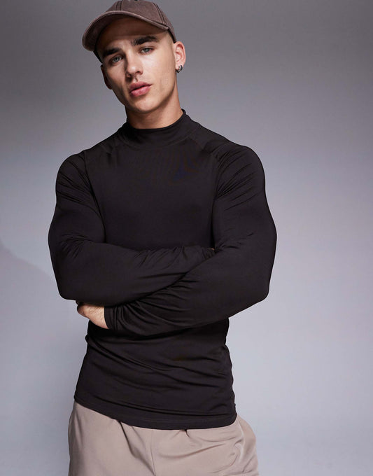 Icon Training Long Sleeve Muscle Fit Base Layer With Mock Neck