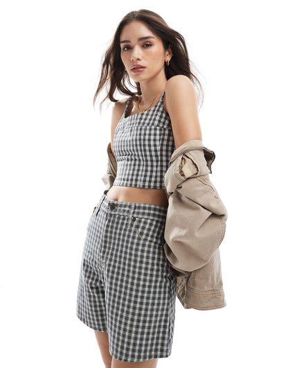 Denim Checked Cami Top Co-Ord