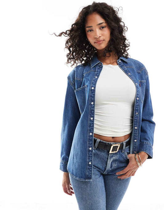 Teodora Denim Western Shirt