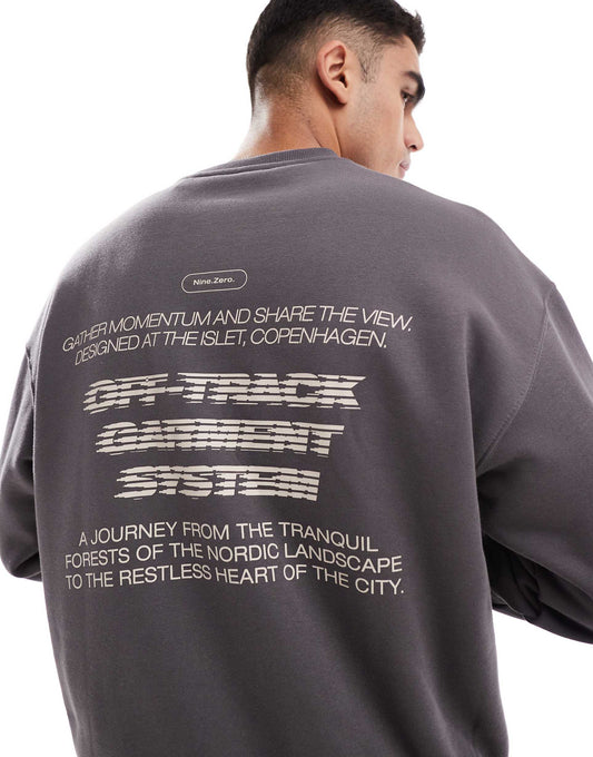 Oversized Back Print Crew Neck Sweatshirt
