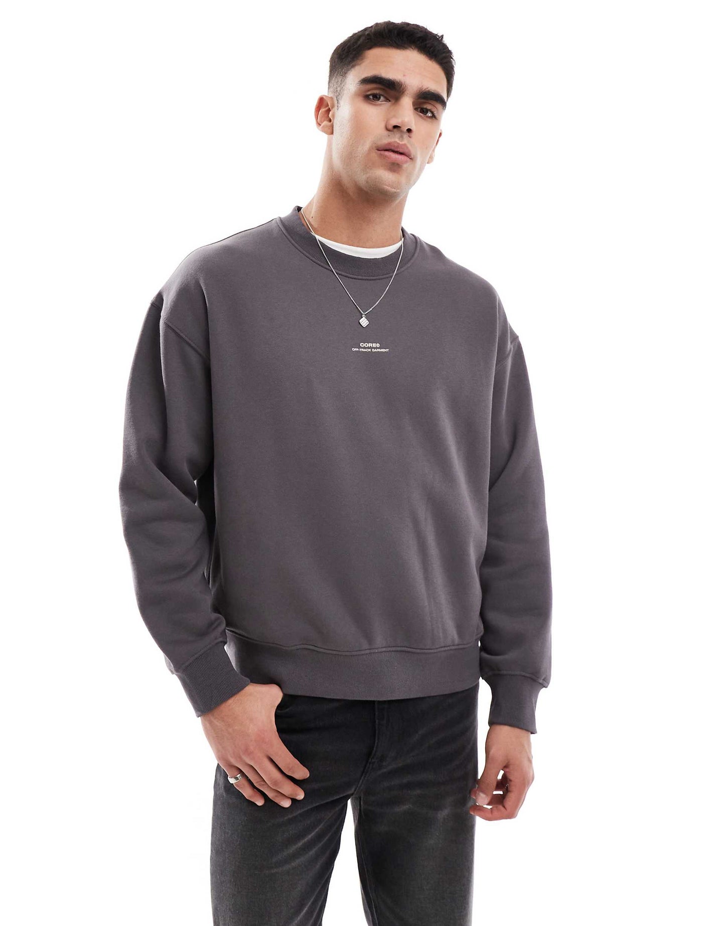 Oversized Back Print Crew Neck Sweatshirt