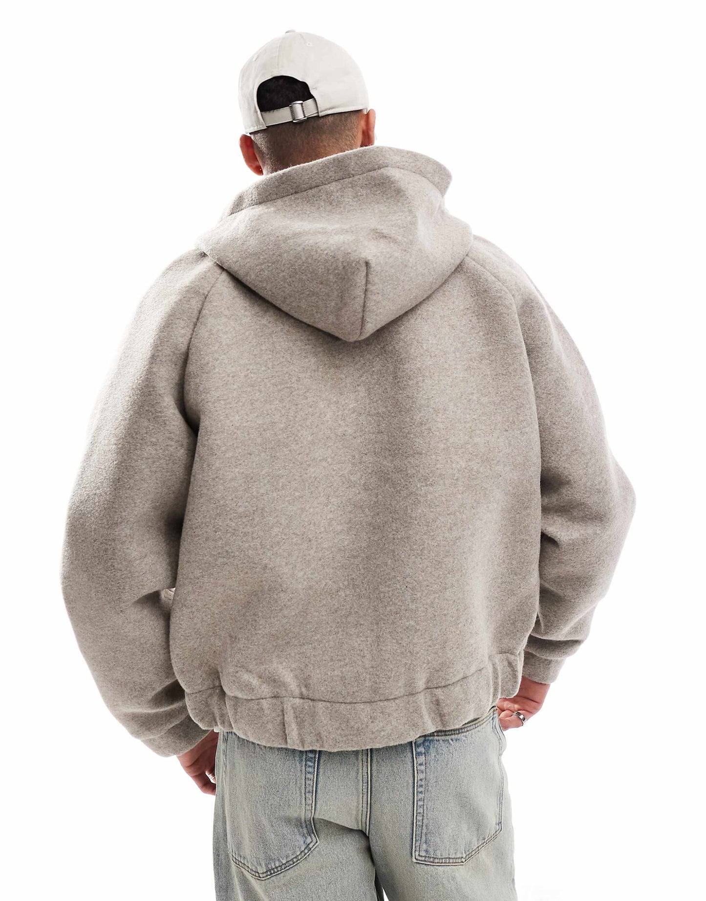 Hooded Faux Wool Bomber Jacket