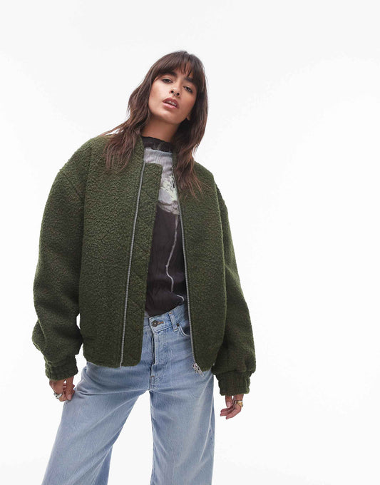 Boucle Bomber Jacket