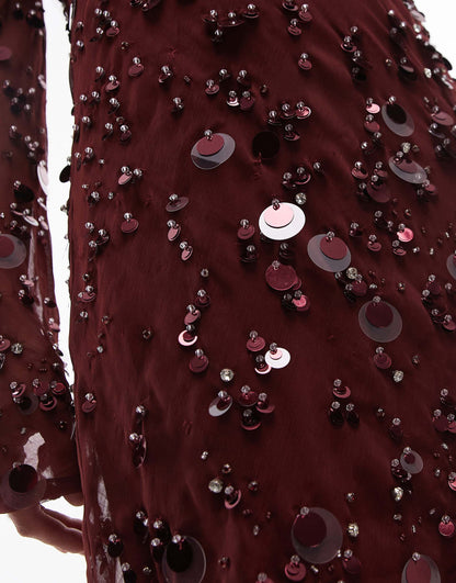 Embellished Long Sleeve Mini Dress