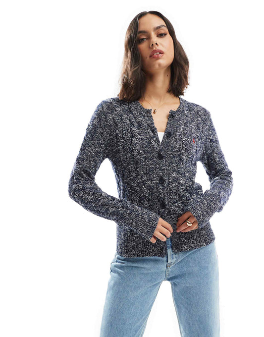 Icon Logo Cotton Cable Knit Cardigan