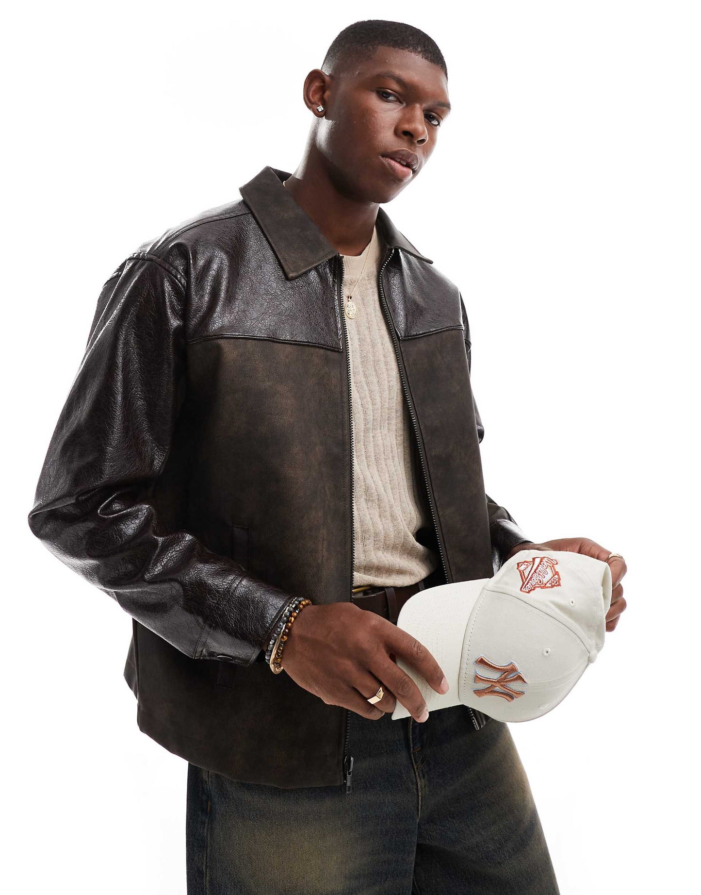 Textured Faux Leather Jacket