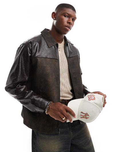 Textured Faux Leather Jacket