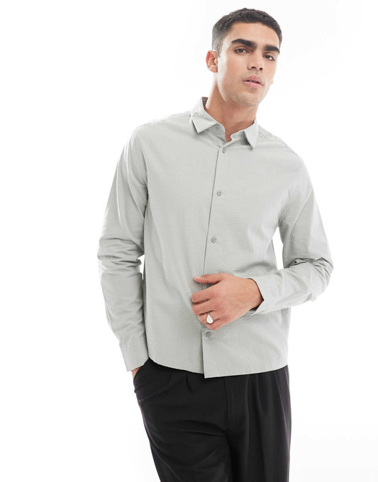 Boxy Seersucker Regular Shirt