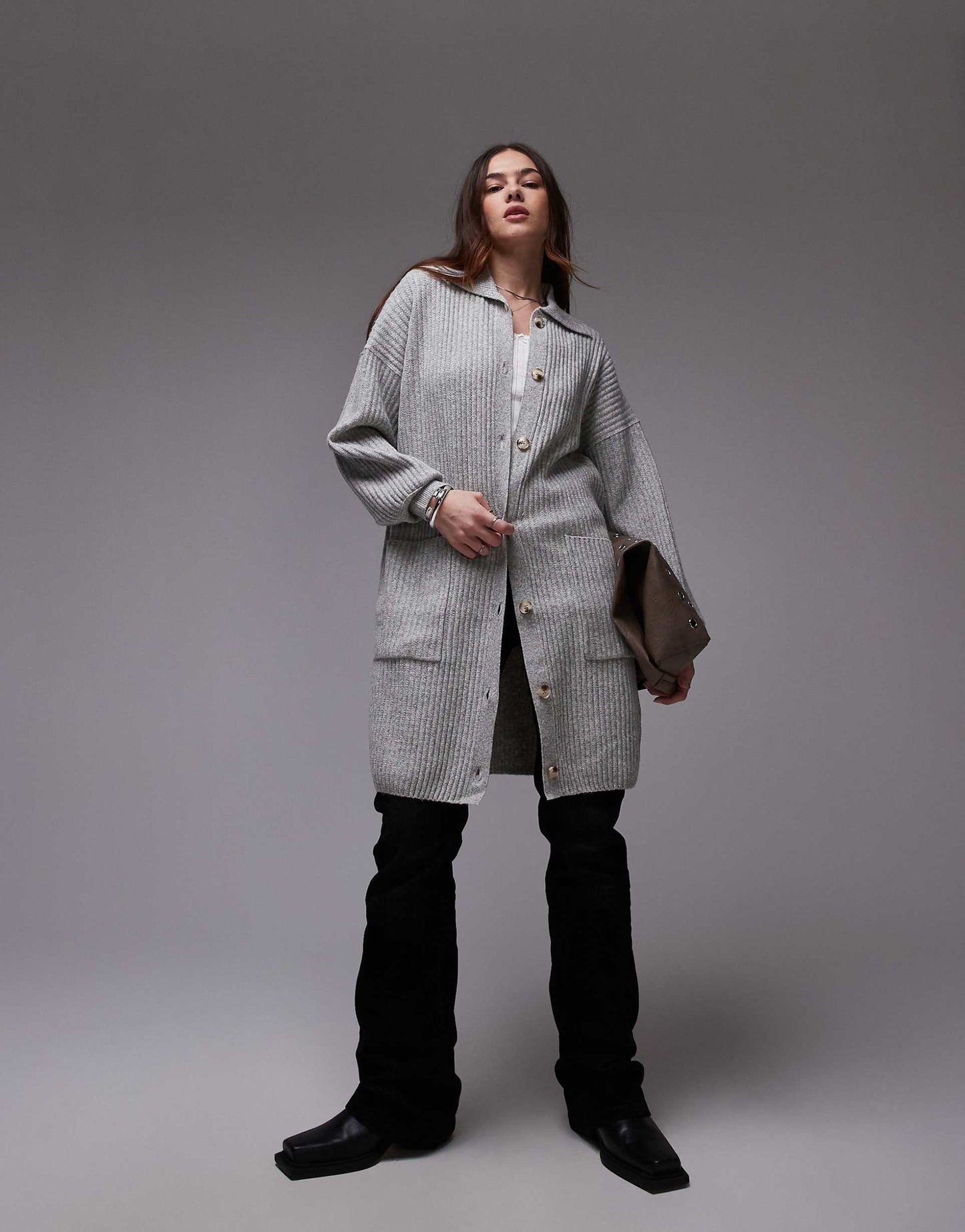 Oversized Longline Button Detail Cardigan