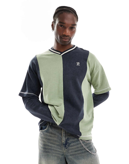 Stripe Hockey Layered Oversized Sweatshirt