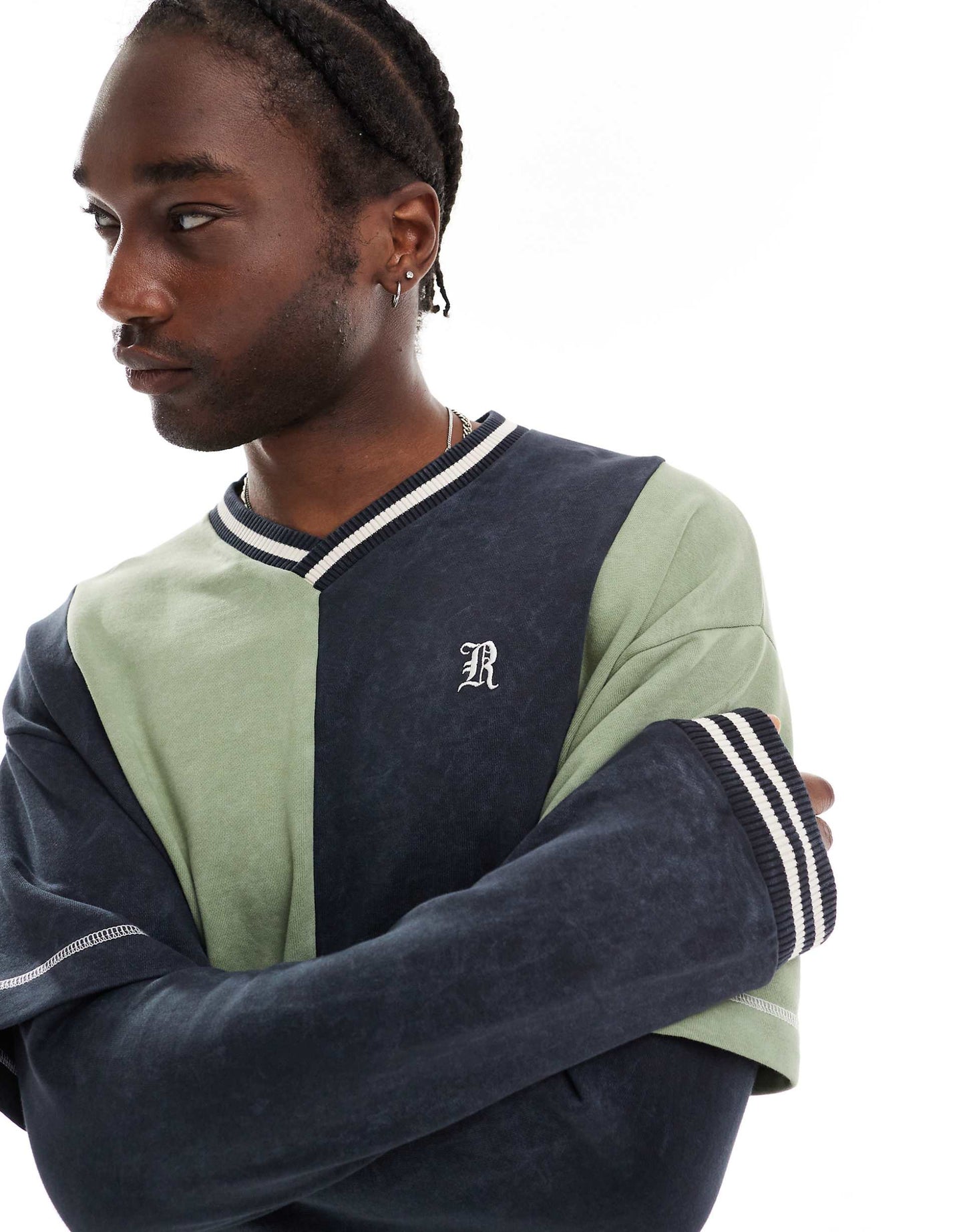 Stripe Hockey Layered Oversized Sweatshirt