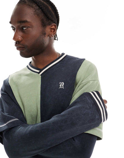 Stripe Hockey Layered Oversized Sweatshirt
