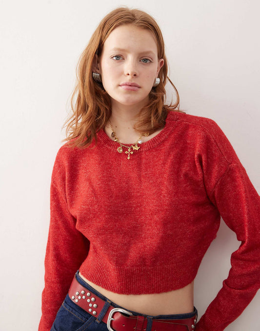 Iris Round Neck Cropped Jumper