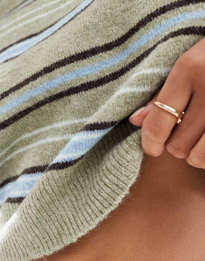 Iris Round Neck Striped Cropped Jumper